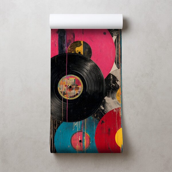 Tapeta barevné retro vinylové desky