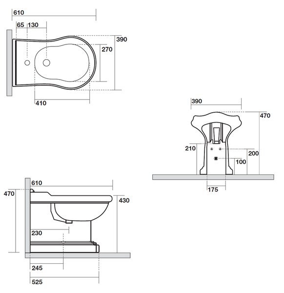 Bidet RETRO 39x61cm, bílý