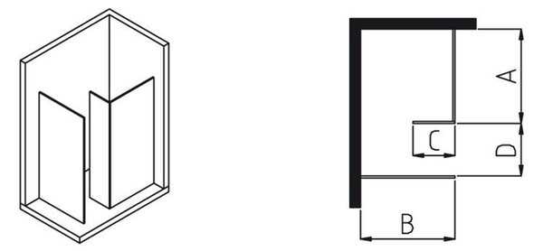 MODULÁRNÍ SPRCHOVÝ Kout 140x90cm walk-in sprchový kout