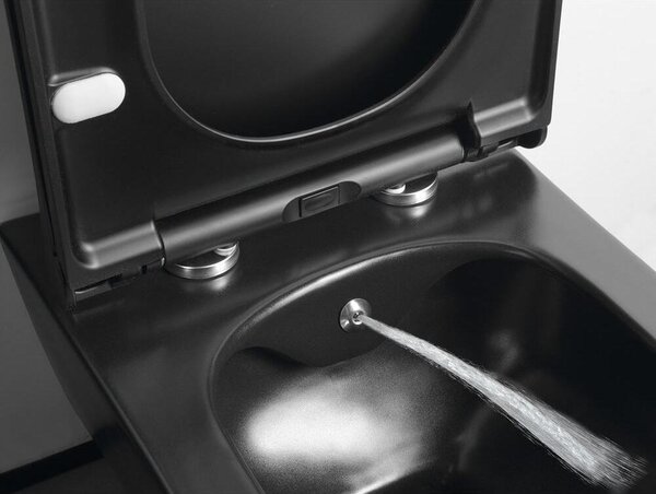 Sapho Avva - Závěsné WC s bidetovou sprškou, Rimless, matná černá 100312-110