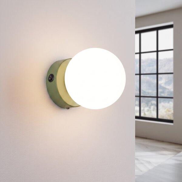 Sollux Lighting Nástěnné svítidlo YOLI 1 olivově zelené s vypínačem