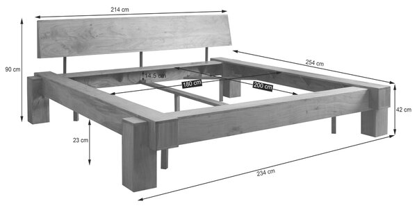 TRÁMOVÁ POSTEL, 180/200 cm, barvy akácie MID.YOU - Online Only postele, Online Only