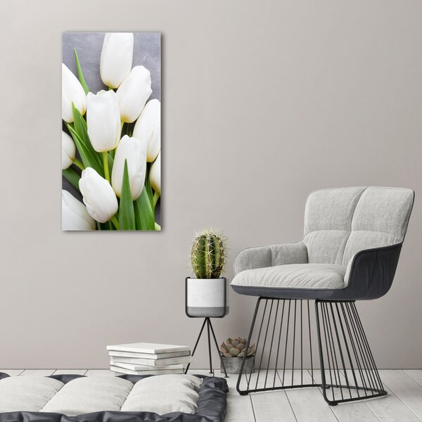 Vertikální Foto obraz na plátně Bílé tulipány ocv-104270630