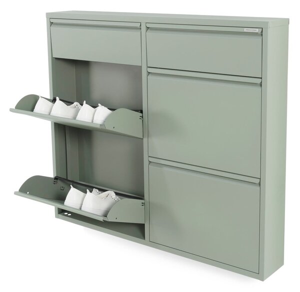 Šedozelený kovový výklopný botník 98x86x15 cm Billy – Spinder Design