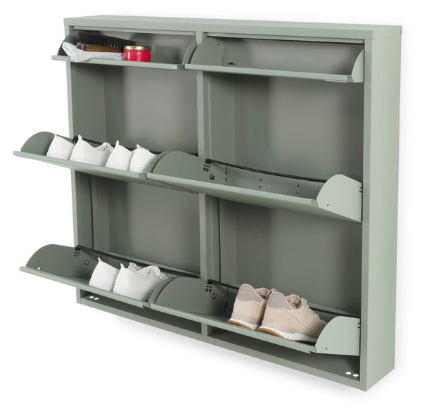 Šedozelený kovový výklopný botník 98x86x15 cm Billy – Spinder Design