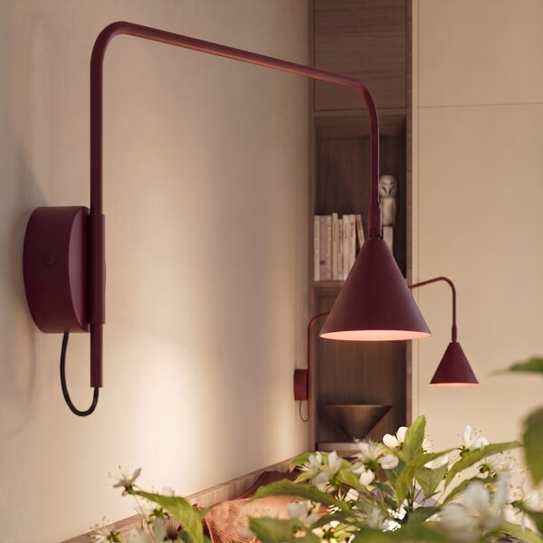 Sollux Lighting Nástěnné svítidlo NOX 1 bordó s vypínačem