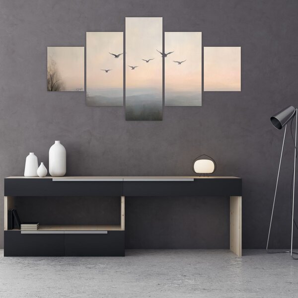 Obraz - Hejno ptáků (125x70 cm)