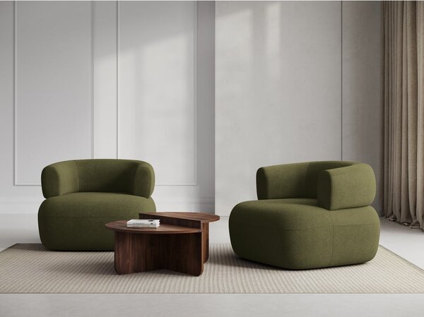 Zelené křeslo z textilie bouclé Jenny – Micadoni Home