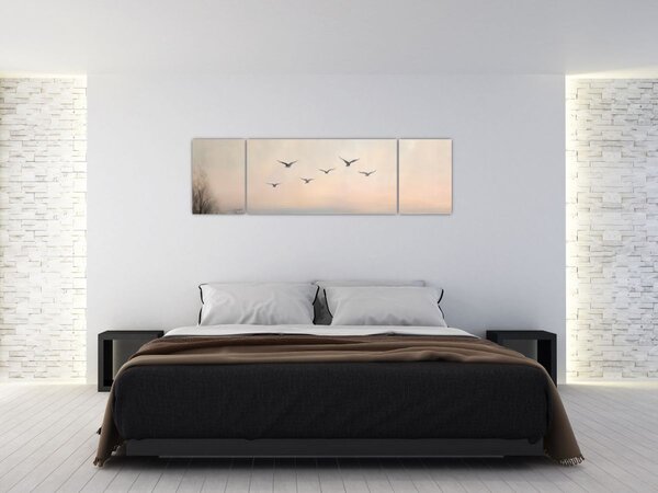 Obraz - Hejno ptáků (170x50 cm)