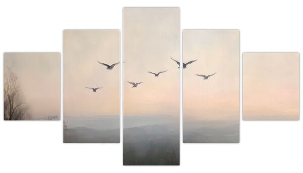Obraz - Hejno ptáků (125x70 cm)