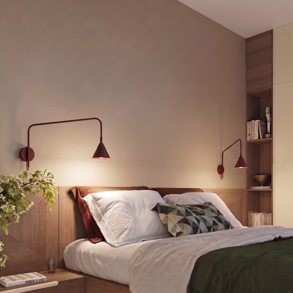 Sollux Lighting Nástěnné svítidlo NOX 1 bordó s vypínačem