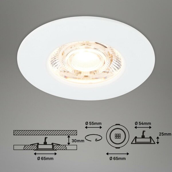 BRILONER 3ks sada LED vestavné svítidlo, 6,5 cm, 3,6W, 350lm, bílé BRI 7606036