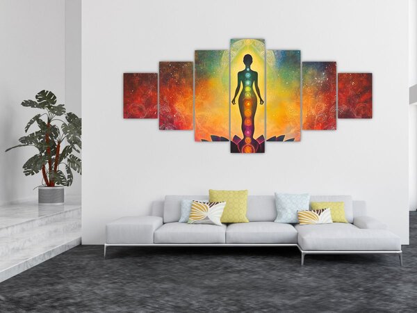 Obraz - Žena a čakry (210x100 cm)