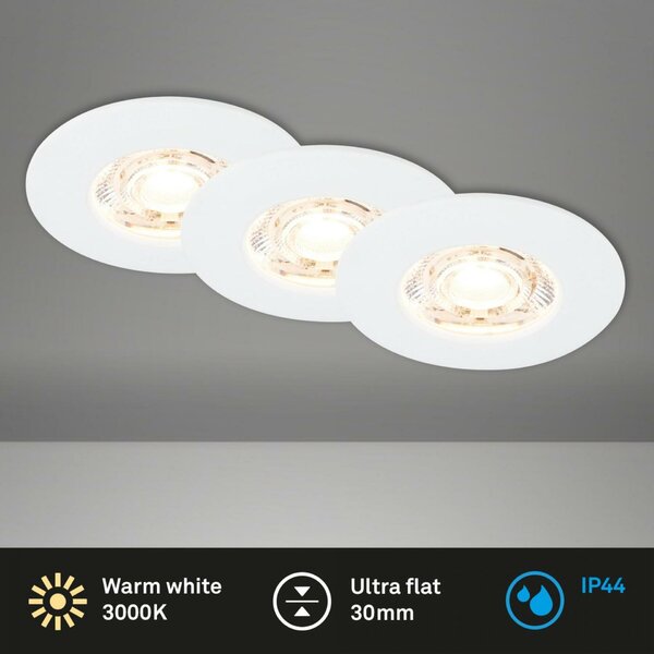 BRILONER 3ks sada LED vestavné svítidlo, 6,5 cm, 3,6W, 350lm, bílé BRI 7606036