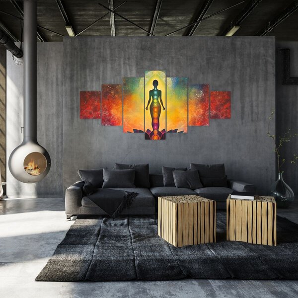 Obraz - Žena a čakry (210x100 cm)
