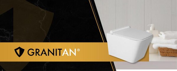 Granitan – toaletní sada – závěsná toaleta – bílá – bez splachovacího okraje – s automatickým spouštěním – koupelna – DAX