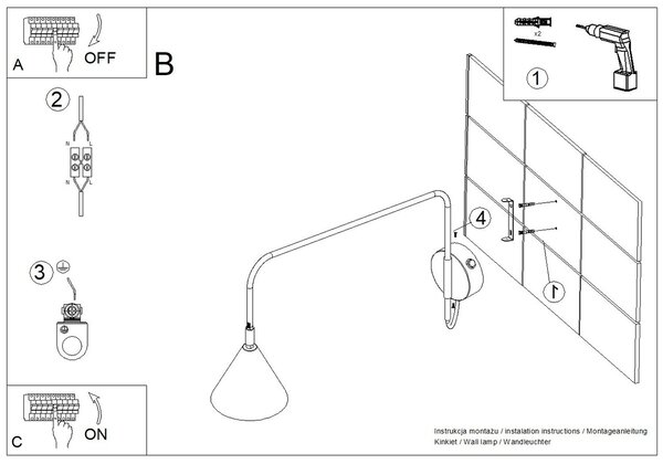 Sollux Lighting Nástěnné svítidlo NOX 1 šalvějové s vypínačem