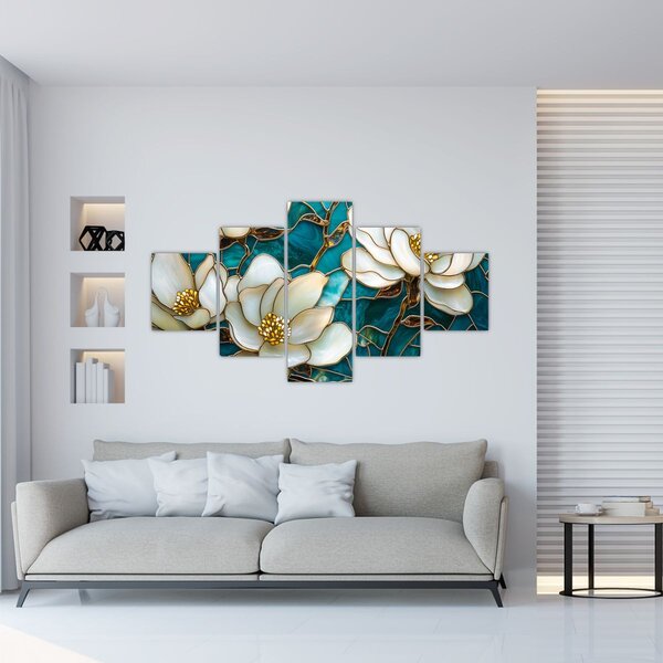 Obraz - Vitráž s Magnólií (125x70 cm)