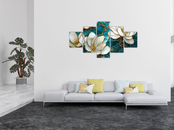 Obraz - Vitráž s Magnólií (125x70 cm)