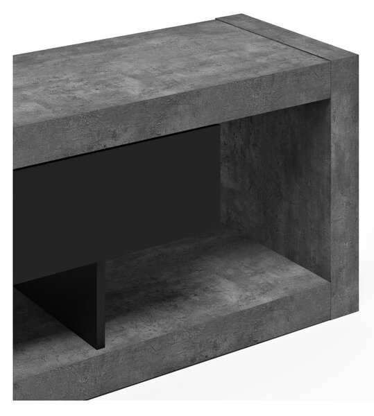 Šedo-černý TV stolek v dekoru betonu 175x52 cm Nara – TemaHome