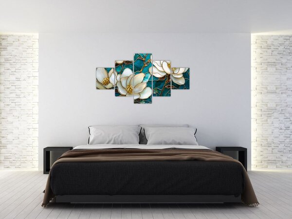 Obraz - Vitráž s Magnólií (125x70 cm)