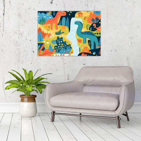 Obraz - Veselí dinosauři (70x50 cm)