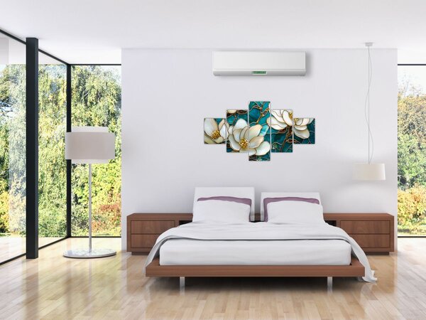 Obraz - Vitráž s Magnólií (125x70 cm)