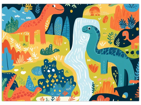 Obraz - Veselí dinosauři (70x50 cm)
