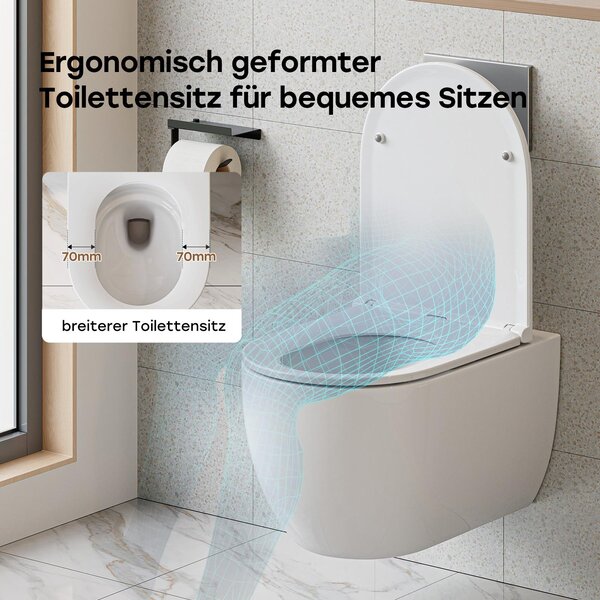 HOROW Kompletní toaletní sada - 82 cm, instalační systém do zdi + toaleta na zeď + bílé madlo