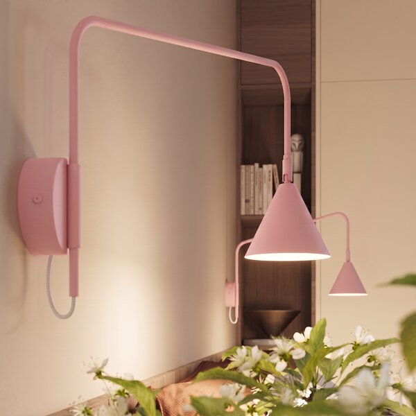 Sollux Lighting Nástěnné svítidlo NOX 1 růžové s vypínačem