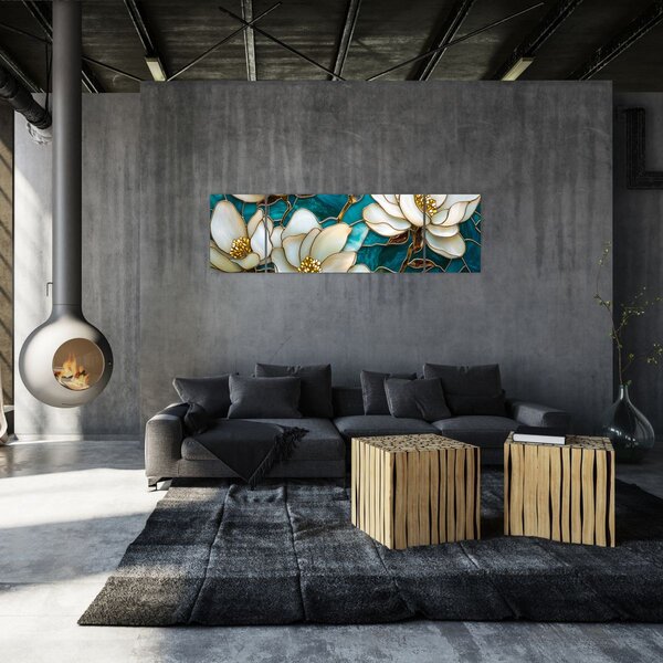 Obraz - Vitráž s Magnólií (170x50 cm)