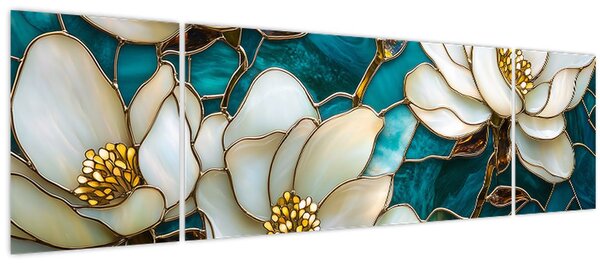 Obraz - Vitráž s Magnólií (170x50 cm)