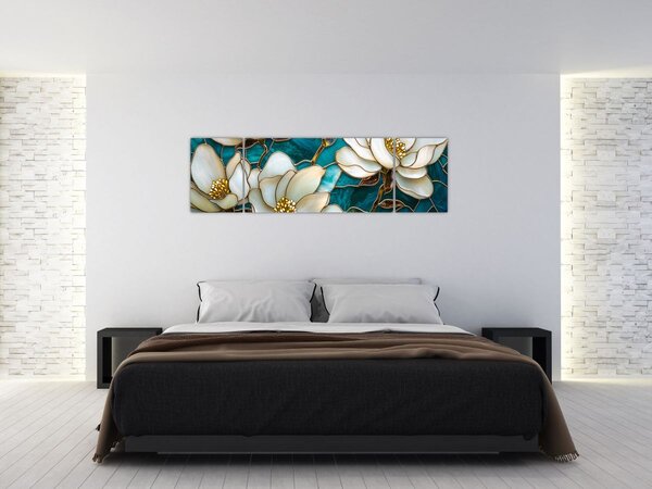 Obraz - Vitráž s Magnólií (170x50 cm)