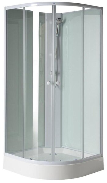 Čtvrtkruhový sprchový kout AIGO 900x900x2040 mm, bílé profily, čiré sklo