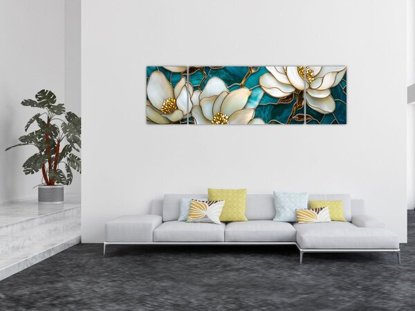 Obraz - Vitráž s Magnólií (170x50 cm)