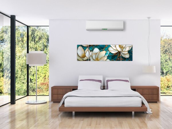 Obraz - Vitráž s Magnólií (170x50 cm)