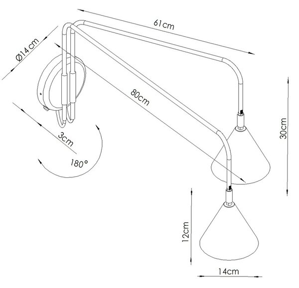 Sollux Lighting Nástěnné svítidlo NOX 2 žluté s vypínačem