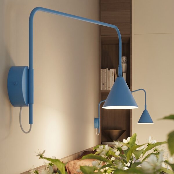 Sollux Lighting Nástěnné svítidlo NOX 1 světle modré s vypínačem