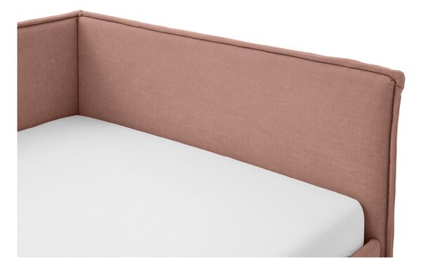 Růžová čalouněná rohová dětská postel s úložným prostorem s roštem 140x200 cm Fun – Meise Möbel