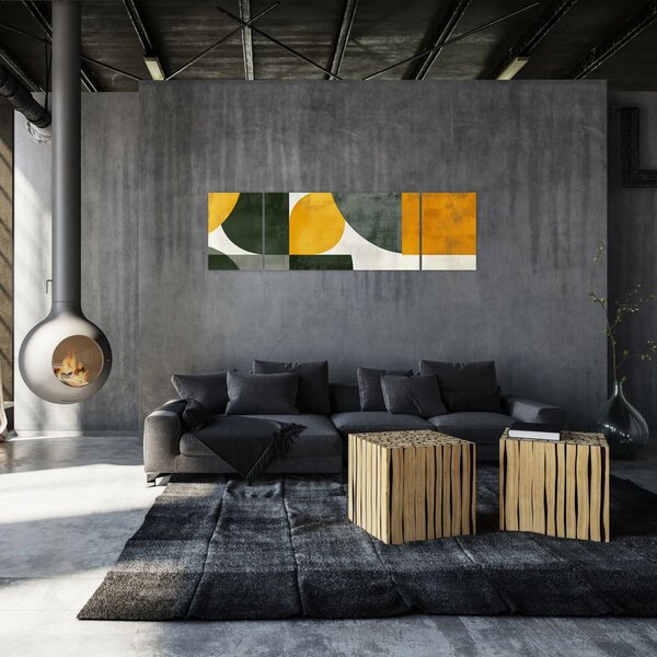 Obraz - Abstrakce v olivové barvě (170x50 cm)