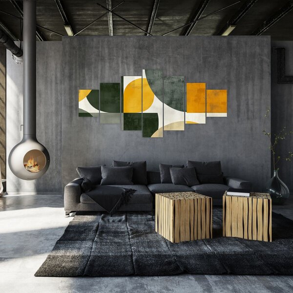 Obraz - Abstrakce v olivové barvě (210x100 cm)