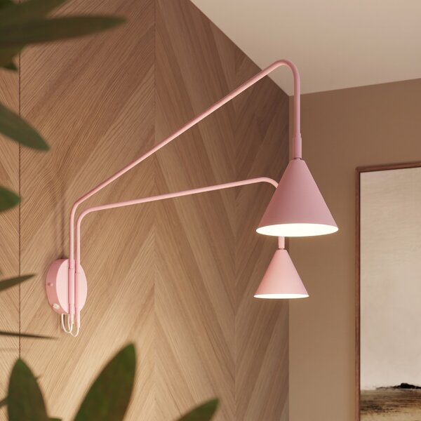 Sollux Lighting Nástěnné svítidlo NOX 2 růžové s vypínačem