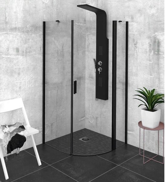 ZOOM LINE BLACK Čtvrtkruhový sprchový kout 900x900mm, čiré sklo, pravý