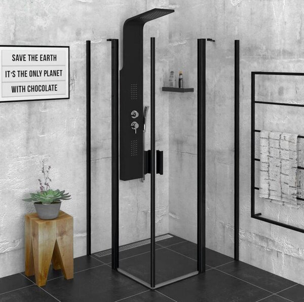Sprchový kout ZOOM LINE BLACK čtvercový 900x900 mm, čiré sklo