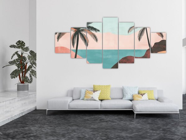 Obraz - Palmy u moře (210x100 cm)