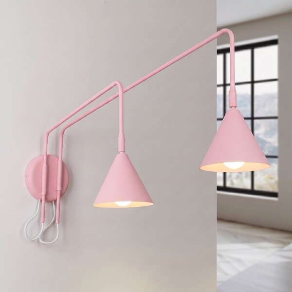 Sollux Lighting Nástěnné svítidlo NOX 2 růžové s vypínačem