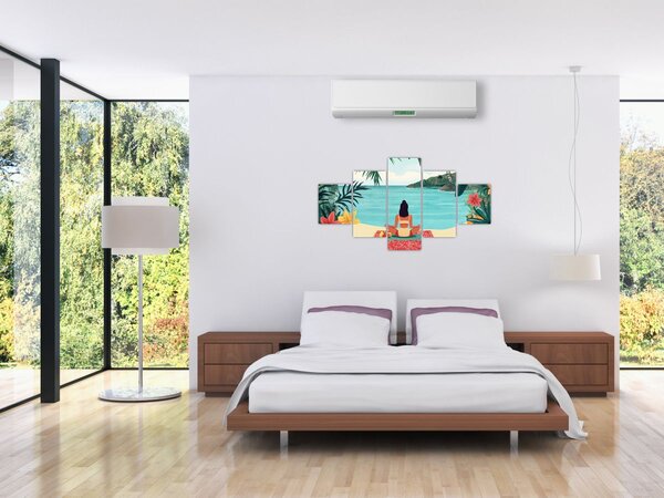 Obraz - Jogínka na pláži (125x70 cm)