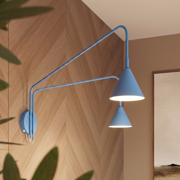 Sollux Lighting Nástěnné svítidlo NOX 2 světle modré s vypínačem