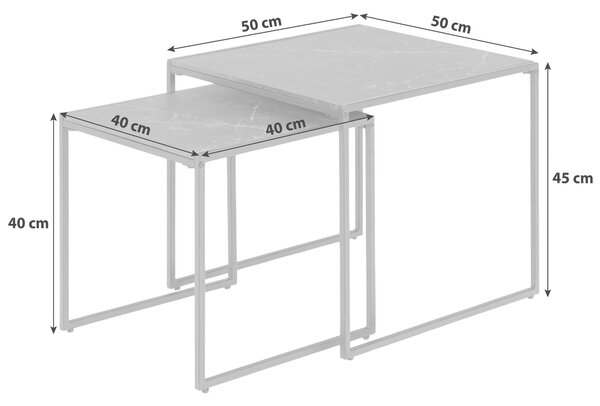 SADA ODKLÁDACÍCH STOLKŮ, černá, kov, kompozitní dřevo, 50/50/45 cm MID.YOU - Konferenční stolky