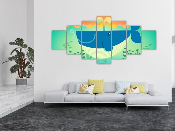 Obraz - Veselá velryba v moři (210x100 cm)